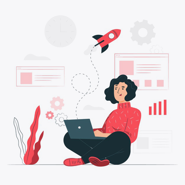Illustration-Expert-fond-gris Personne sur son ordinateur